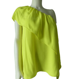 Trina Turk Satisfied One-Shoulder Top NWT Yellow Layer Flutter Flowy Summer Sz M